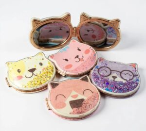 Assorted Cat Face Compact Mirror – Stars in Water