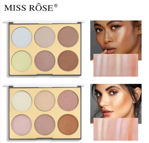 Miss Rose 6 Colors Glow Highlighter Palette