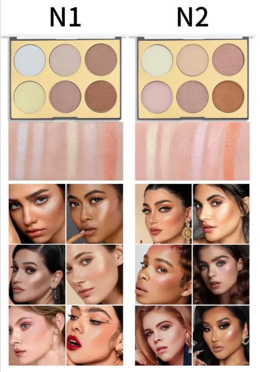 Miss Rose 6 Colors Glow Highlighter Palette
