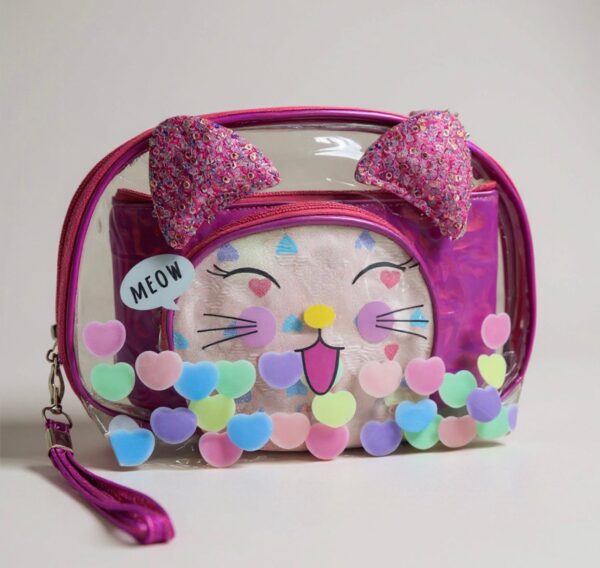 Kitty Heart Cosmetic Bags (Set of 3)